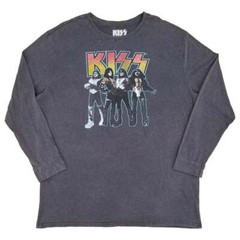 Band KISS Big & Tall Gray Heather Long Sleeve Graphic Tee Crew Neck Shirt New