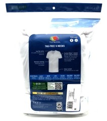 6 White Medium M 38-40 Inch V-Neck T-Shirts Fruit Of The Loom M 97-102 CM