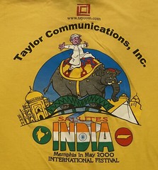 Memphis in May 2000 Salutes India Sz L T-Shirt Pig Riding Elephant Pyramid