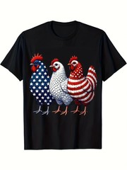 Patriotic American Chickens T-Shirt – Red White & Blue PoultryGraphic Tee