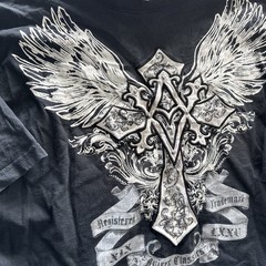 Vintage Avirex Shirt, Men’s XL ,Cross W/ Wings, Heavy Weight, Tee Y2K, Black