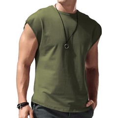 Mens Casual Sleeveless T-Shirt Solid Color Vest Tank Tops for Vacation Travel