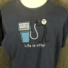 Life is Crap ‘First Born’ Blue Men’s Short Sleeve Graphic T-shirt XL