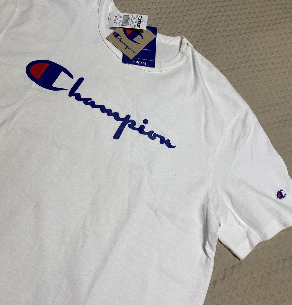Champion Men’s Classic Jersey Script Logo T-Shirt Large New