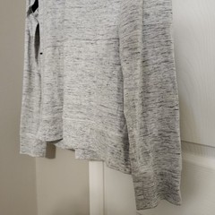 American Eagle Mens Flex hooded long sleeve tee, Heather Gray, Hand Pocket, Sz M