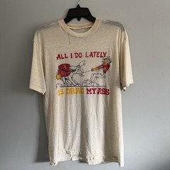 Vintage 50s 60s Paper Thin Novelty Character T-Shirt Distress Sz Mens L 21×27