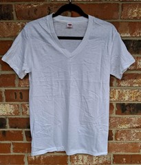 Hanes V Neck Blank T Shirt Vtg 70s Cotton Undershirt UNWORN S 34-36