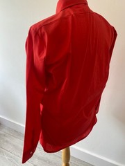 Vintage mens 70’s EUROCHIC RED BEAGLE COLLAR SEAMED POLY/COTTON SHIRT 38″