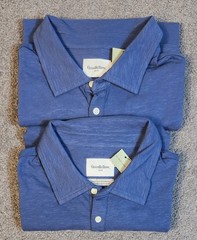 Men’s Short Sleeve Polo Shirts 2XL Blue “2 Pack” Goodfellow POCKET Collar Neck