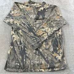 Vintage Mossy Oak Camo Henley Shirt Mens 2XL Long Sleeve Outdoor USA 90s
