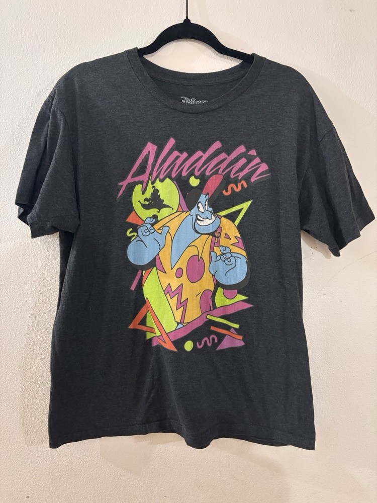 Disney Aladdin Genie Graphic T Shirt Dark Gray Short Sleeve Size Large Nostalgia