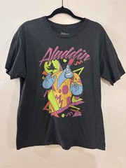 Disney Aladdin Genie Graphic T Shirt Dark Gray Short Sleeve Size Large Nostalgia