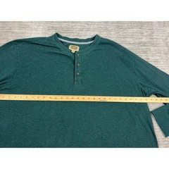 Foundry Henley Mens 4XL Green Long Sleeve Shirt Big and Tall Heathered Cotton