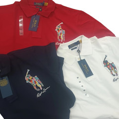 Polo Ralph Lauren Custom Fit Big Pony Mesh Polo Cotton Tshirts Navy color Medium