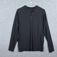 Public Rec Mens Medium Long Sleeve Henley Shirt Gray Pima Cotton Blend Size M