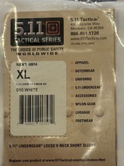 5.11 Tactical Men’s Size XL Loose Fit Short Sleeve V-Neck Shirt – White or Black