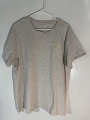 PINK beige Cotton Knit Crew Neck Short Sleeve Logo T-Shirt Regular Fit M