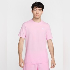 NEW NIKE SPORTSWEAR CLUB T-SHIRT – Pink with White embroidered NIKE Swoosh logo