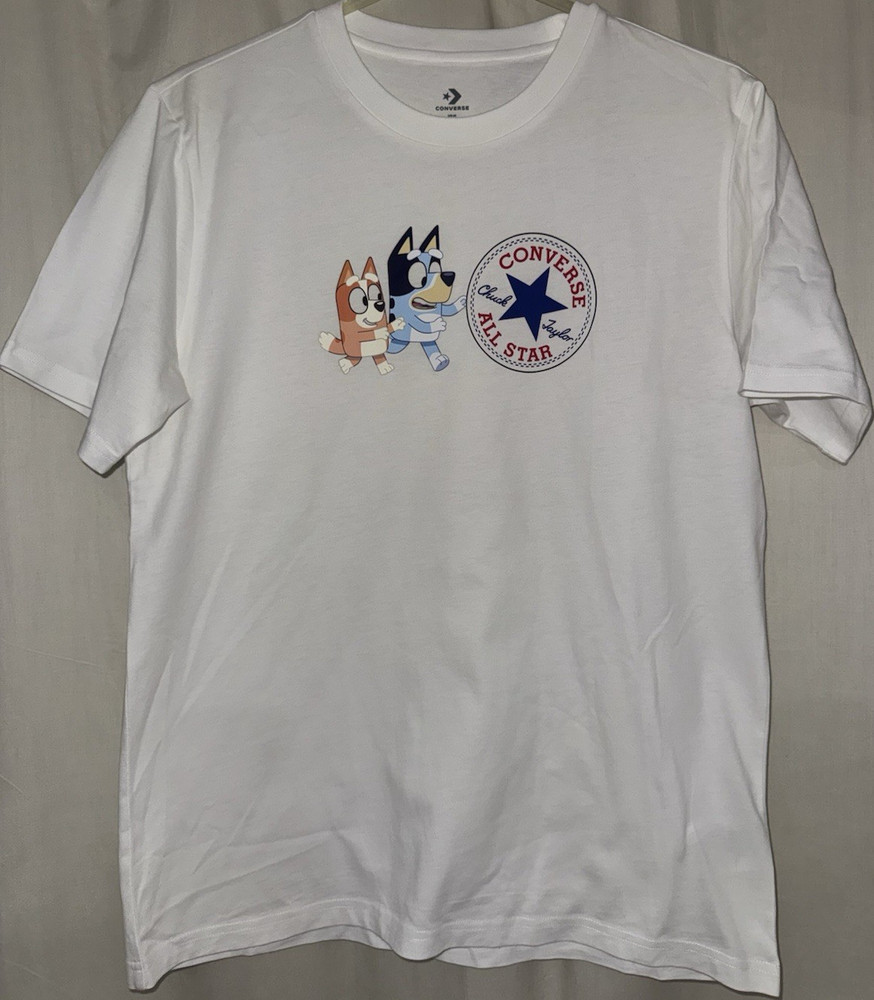 Converse Bluey Bingo All Star Men’s White Cotton Graphic T-Shirt Size M