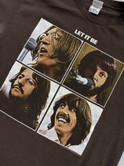 Vintage Beatles Let It Be Band T-Shirt Brown Men’s L AAA Tag Y2K