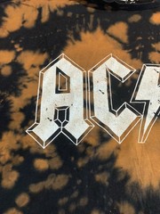 ASOS AC/DC T-Shirt Mens Small Black Brown Tie Dye Sleeveless Grunge Retro Rock