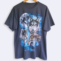 Southwestern Wolf Retro Wolf Tee Mens L Gray Shirt Nature Animals Outdoors Y2K