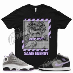 ENERGY T Shirt for J1 1 Mid SE GS Houndstooth Lilac Silver Plaid Violet 13