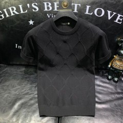 New Men Fashion Trend Knitted Short Sleeve Cotton Streetwear Summer T-Shirt