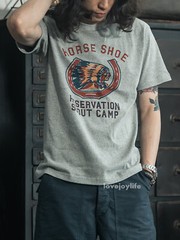 NON STOCK US Retro Heavy Cotton T-Shirt Painted Chieftain/Horse Shoe Basic Tee