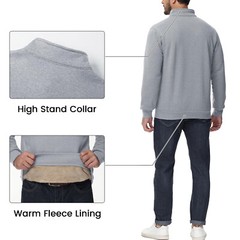 Mens Quarter Zip Sherpa Lined Sweatshirts Fleece Heavyweight Pullover Warm Shirt