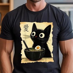 Cat Ramen T-Shirt Funny Japanese Kawaii Anime Cat Graphic Tee