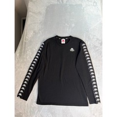Kappa Men’s Medium Black Long Sleeve 222 Banda Taped Logo Crew Neck Tee medium