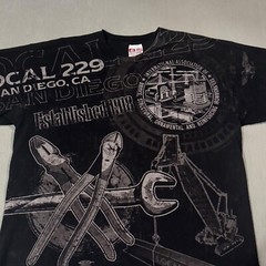 San Diego 229 California Steel Vtg Y2K AOP Construction Work Tool T Shirt XL