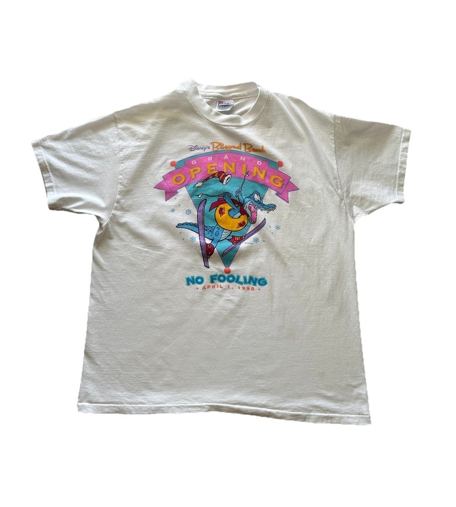 Vintage 90s Disney Blizzard Beach Grand Opening No Fooling Size XL White T-shirt