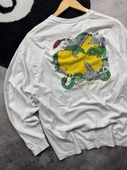 WU-TANG Hype Rare Big DragonLogo Streetwear White Longsleeve Unisex M Size