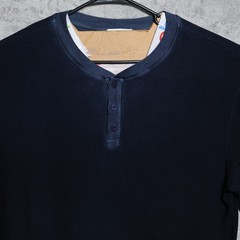 Cotton Citizen Shirt Mens XL Navy Blue Henley Long Sleeve Supima Modal USA Made
