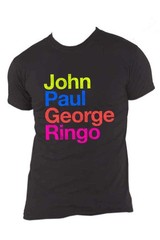 The Beatles T Shirt John Paul George Ringo Suit Colours Official Mens New Black