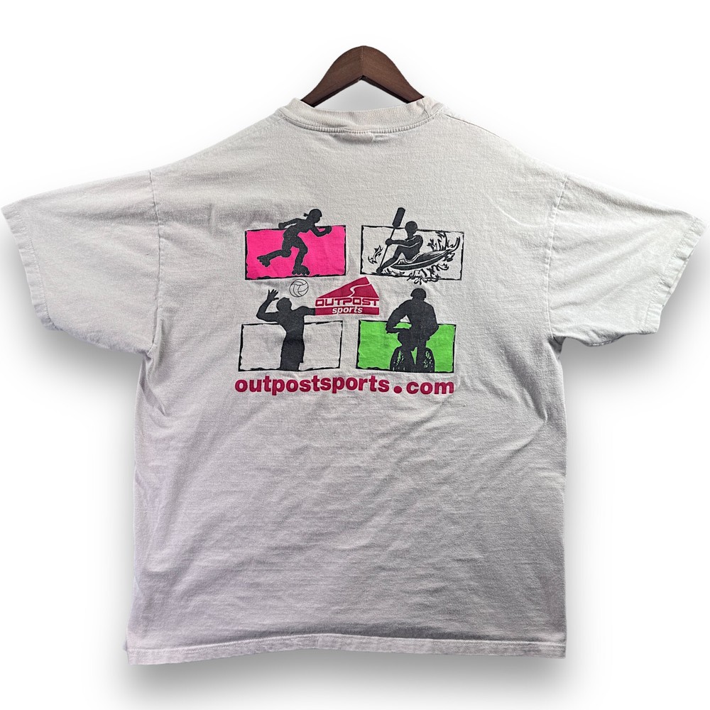 Outpost Sports Men’s T-Shirt XL Beige Retro Logo Short Sleeve Crew Neck Rare