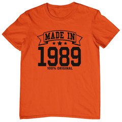 MADE IN 1989 T-SHIRT – 1980s 80s birthday gift dad mom year of birth date card t
