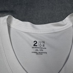 2UNDR Shirt Mens 2XL White 1919 Logo V-Neck Performance Stretch Tee Tagless