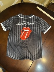 Rolling Stones Baseball Jersey Shirt Small S Black Pinstripe Tongue Logo Band