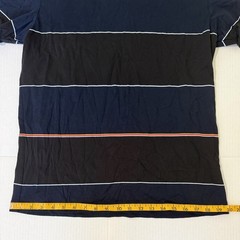 Murano Liquid Luxury Slim Fit Men’s Black & Blue Striped Short Sleeve T-shirt L