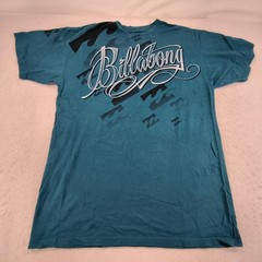 Billabong Casual Crew Neck Short Sleeve Graphic T Shirt Mens Size Large L Blue