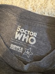 Ripple Junction Doctor Who TARDIS Logo Gray Graphic Crew Neck Short Sleeve Tee M