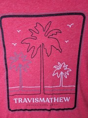 TravisMathew Men’s T-Shirt Size L Red Heather Palm Tree Graphic Tee
