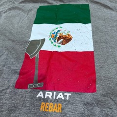 Ariat Rebar Cotton Strong Mexican Pride Graphic Tee Men L Heather Gray NWOT