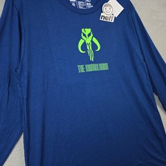 STAR WARS NEFF Mens Mandalorian Shirt Extra Large XL Blue Comic Long Sleeve NWT