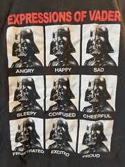 Star Wars Unisex Adult Expressions of Vader 100% Cotton Short Sleeve Shirt Blk S