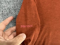 Marmot Mens Red Long Sleeve Shirt Logo Size Medium Base Layer Hiking Outdoor