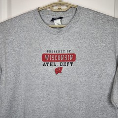 Wisconsin Badgers Shirt Mens XL Gray JanSport Athl Dept Logo Graphic Tee